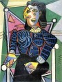 Femme assise dans un fauteuil 1918 Cubismo